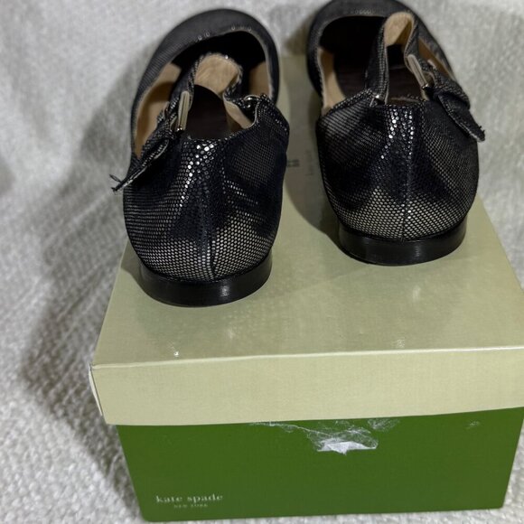 kate spade new york Paola Mary Jane Shoes 9M Shiny Black Dot Metallic - Picture 7 of 10